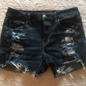 American eagle hi rise shorties distressed size 8